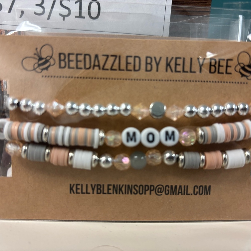 MOM Bracelet Set - Silver, Gray, Peach